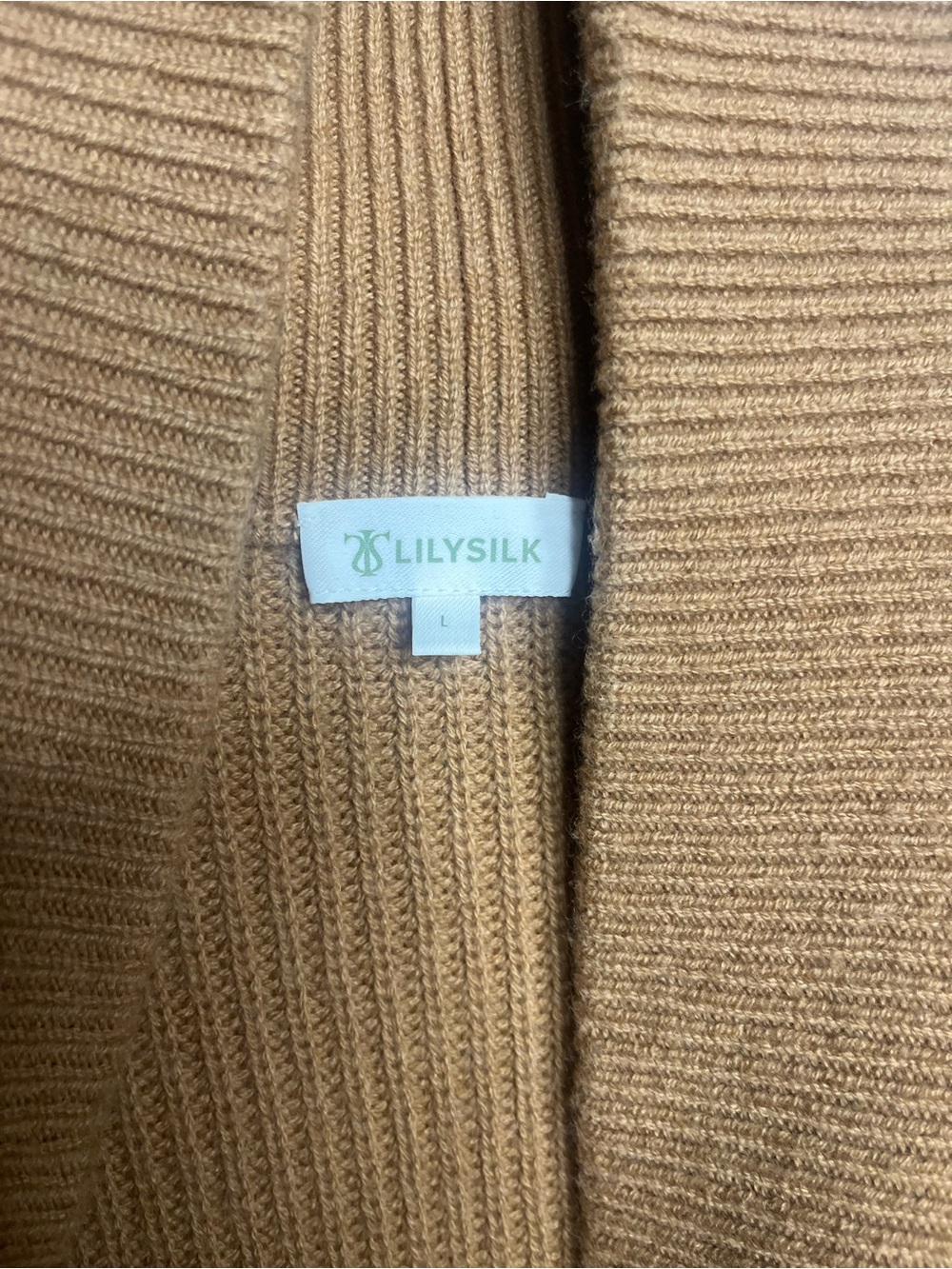 Lilysilk Wool-Cashmere Blend Shawl Collar Cardigan Brown Size Large Cozy Soft - Picture 5 of 9